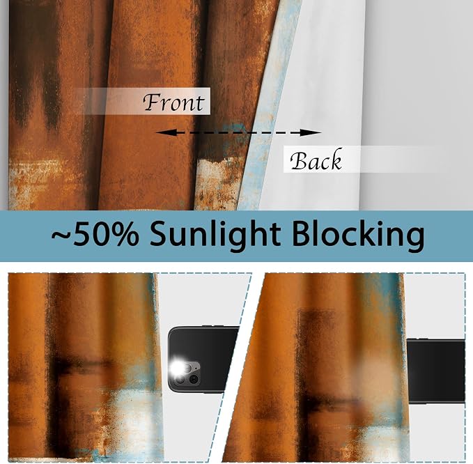 Asuexpect Rust Curtains 2 Panels Abstract Kitchen Curtain Room Darkening Grommet Window Drapes Modern Decorative Window Treatments for Bedroom Living Room, 26x36 Inches