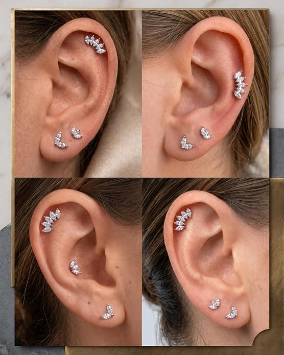 YACHY G23 Titanium Flat Back Stud Earrings, Internally Threaded Screw-On Hypoallergenic Body Piercing Jewelry for Everyday Wear, Tragus Helix Conch Monroe Medusa Lip, 18G 6mm 8mm