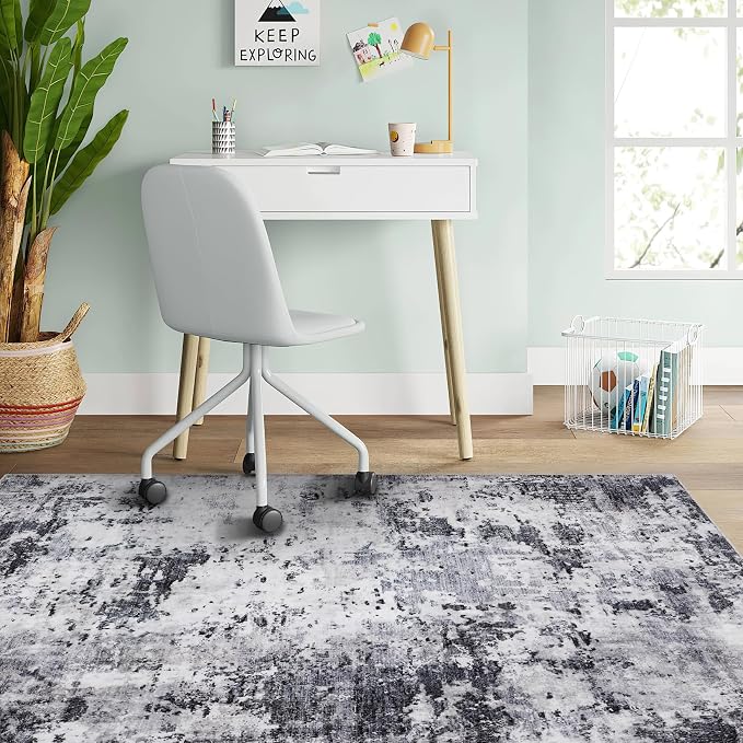 ROYHOME Modern Abstract 2x3 Area Rug Non Slip Non Shedding Low Pile Stain Resistant Rug for Entryway Kitchen Bedroom,Grey