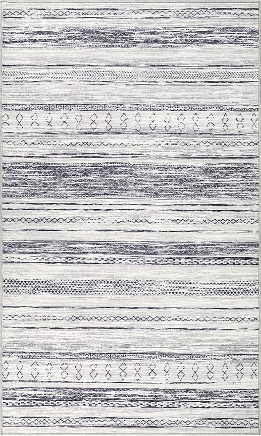 Tortania Area Rug Living Room Rugs - 2x3 Washable Soft Neutral Boho Moroccan Farmhouse Mat Indoor Floor Carpet for Bedroom Hallway Entryway Kitchen Home Office Decor - Grey