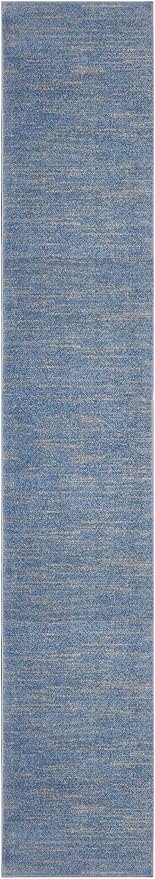 Nourison Home Nourison Essentials Blue Grey 2'2" x 18' Area Rug - Easy Clean, Non Shedding, Bed Room, Living Room, Dining Room, Kitchen (18' Runner)