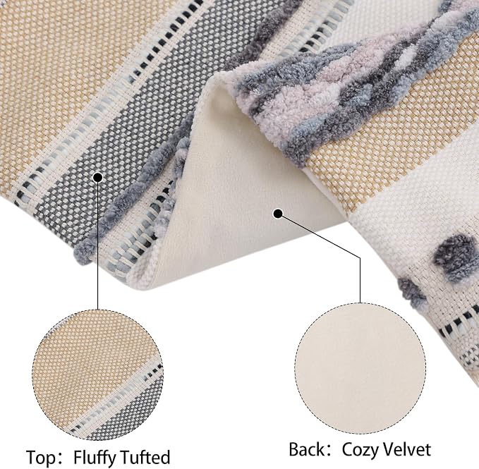 Simmore Fall Boho Decorative Grey Throw Pillow Covers 18X18 Set of 2 | Tufted Accent Modern Farmhouse Neutral Pillow Covers with Tassels for Cozy Bohemian Couch Sofa Bedroom Home Decor
