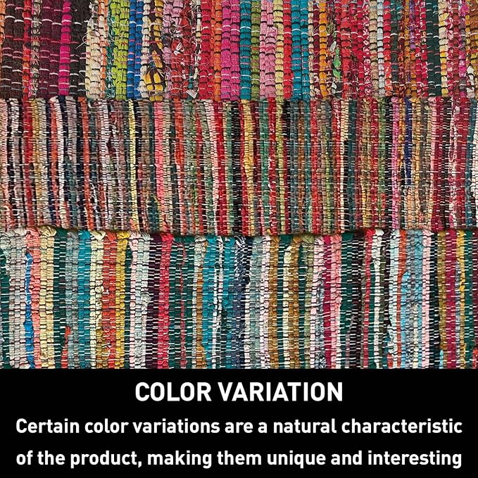 Chardin home - Eco Friendly 100% Recycled Cotton Colorful Chindi Area Rug, Multi (24x36 Inch.)