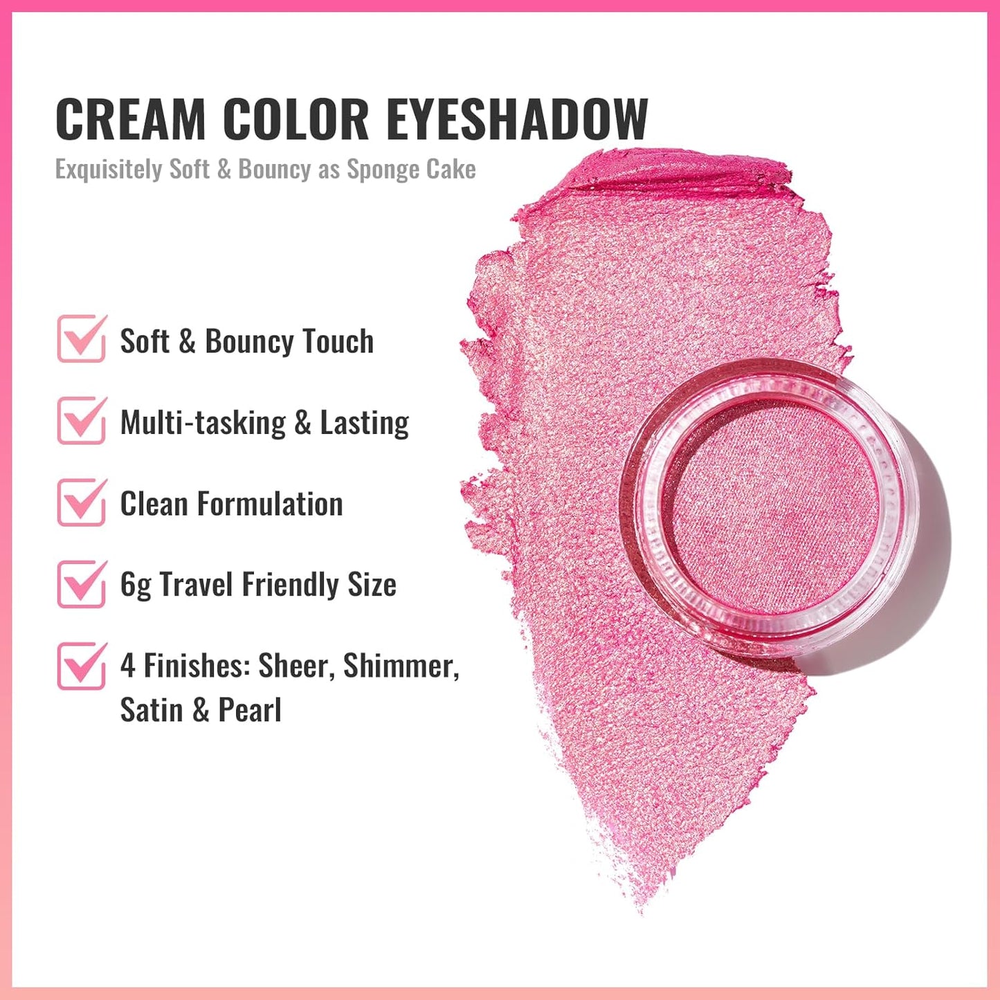 Oulac Pink Eyeshadow Glitter Eyeshadow Highly Pigmented Waterproof & Long Lasting Crease-Free Moisturizing Smooth Formula, Shimmer Glitter Eye Makeup. 6g (10)