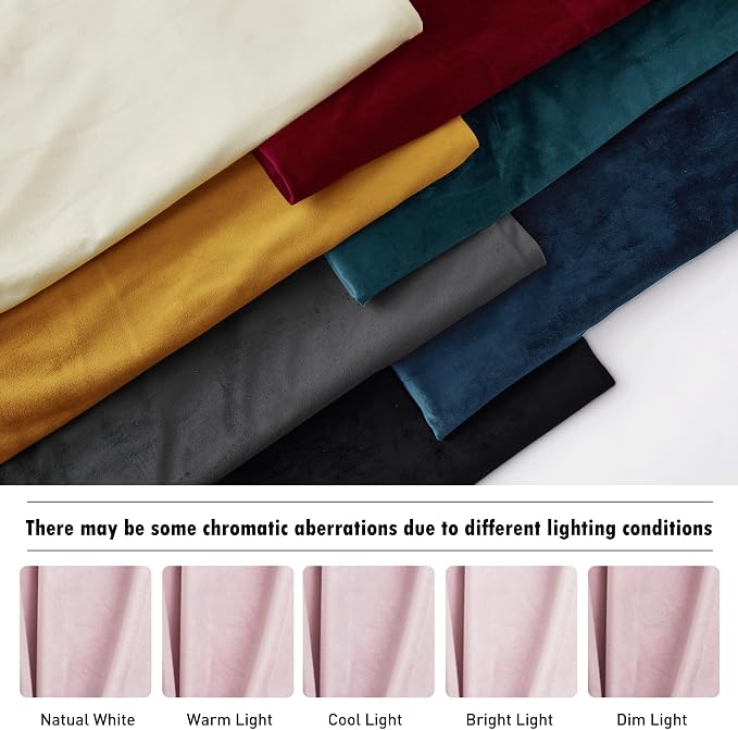 RYB HOME Blush Pink Velvet Curtains for Bedroom Living Room, Thermal Insulated Privacy UV Heat Blocking Luxurious Soft Rod Pocket Back Tab Drapes for Nursery, 42" W x 63" L, 2 Panels