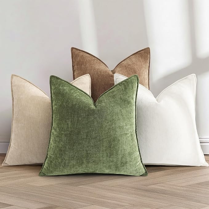 decorUhome Chenille Dark Brown Velvet Throw Pillow Covers 12x20 Set of 2 | Fall Soft Lumbar Couch Decorative Modern Farmhouse Pillow Cases with Elegant Design for Sofa Bed Living Room Home Decor
