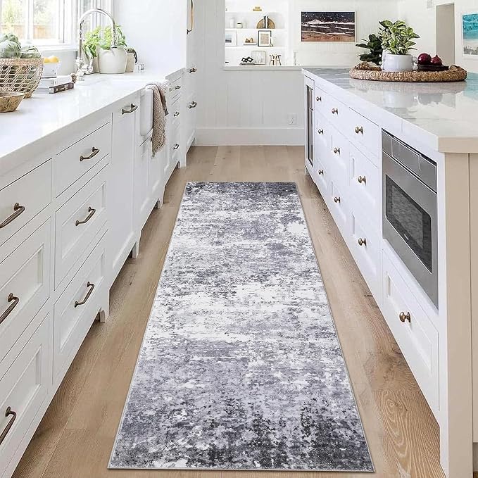 ROYHOME Modern Abstract 2x8 Runner Rug Washable Non Slip Stain Resistant Rug for Hallway Kitchen Bedroom Non Shedding Low Pile Indoor Floor Cover