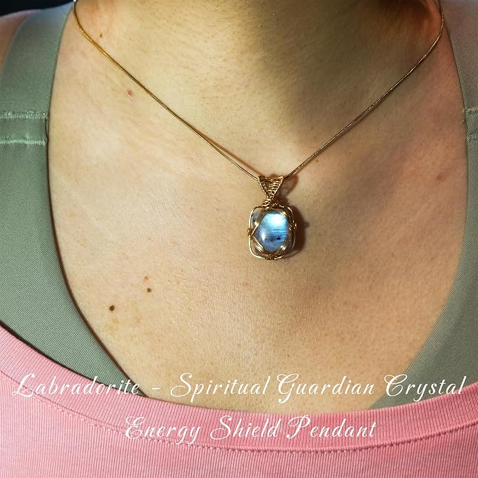 Natural Faceted Labradorite Pendant Necklace – Unique Stone of Magic & Transformation, Iridescent Flash Gemstone Jewelry, Handmade Healing Crystal Gift for Women, Birthday, Anniversary, Spiritual Awakening & Intuition