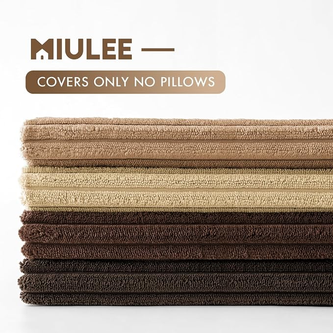 MIULEE Boho Farmhouse Throw Pillow Covers 20x20 Inch Set of 4 Rustic Mordern Neutral Cushion Covers Soft Corduroy Nordic Fall Home Decor for Couch Bed Sofa Living Room Dark Brown