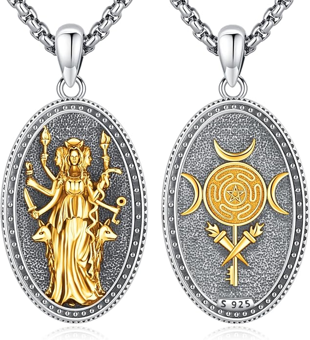 Pentagram/Celtic Knot/Witches Knot/Santa Muerte/Triple Moon Goddess/Baphomet/Hecate Necklace Sterling Silver Magic Wiccan Amulet Pagan Jewelry for Women Men
