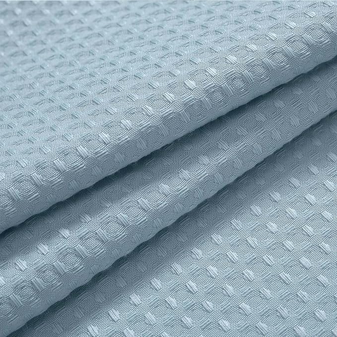 River Dream Heavyweight No Hooks Required Dotted Waffle Weave Shower Curtain with Snap in Liner - 71W x 74H,Hotel Grade,Spa Like Bath Curtain,Blue