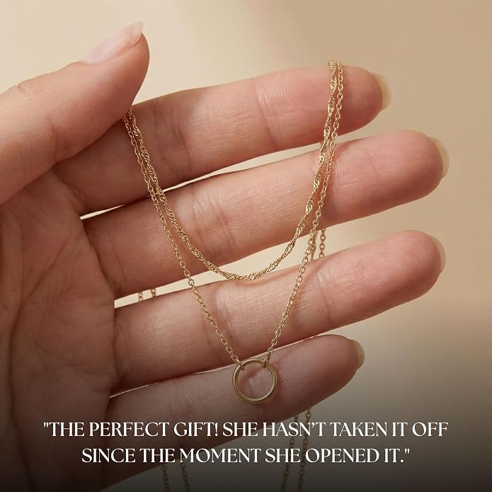 Galis Dainty Necklace - Silver, Gold Plated 18" Choker for Women with Dainty Small Round Faux Diamond Necklace Pendant, Necklaces Women with CZ Solitaire Lobster Clasp, Minimalist Gift