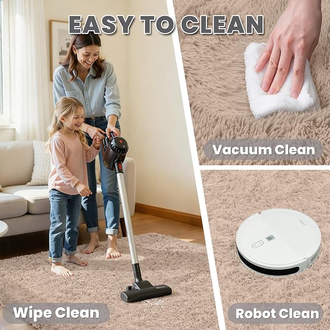 4x6 Area Rug for Living Room, Ultra Soft Fluffy Shag Rugs for Bedroom, Non-Slip Large Fuzzy Plush Rug Indoor Floor Carpet for Nursery Kids Office Dorm Modern Decor, Beige