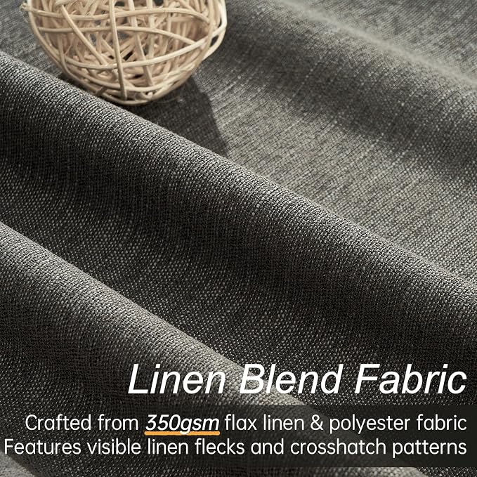 Topfinel Extra Long Grey Linen Blackout Curtains 120 inches Long Thermal Insulated Energy Efficient Window Treatments for Bedroom Living Room Office Back Tab Rod Pocket, W52xL120, 2 Panels