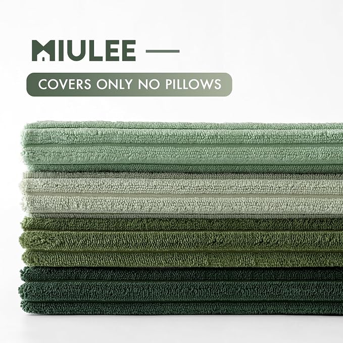MIULEE Boho Farmhouse Sage Green Throw Pillow Covers 20x20 Inch Set of 4 Mordern Nordic Cushion Covers Soft Corduroy Spring Home Decor for Couch Bed Sofa Living Room Forest Green