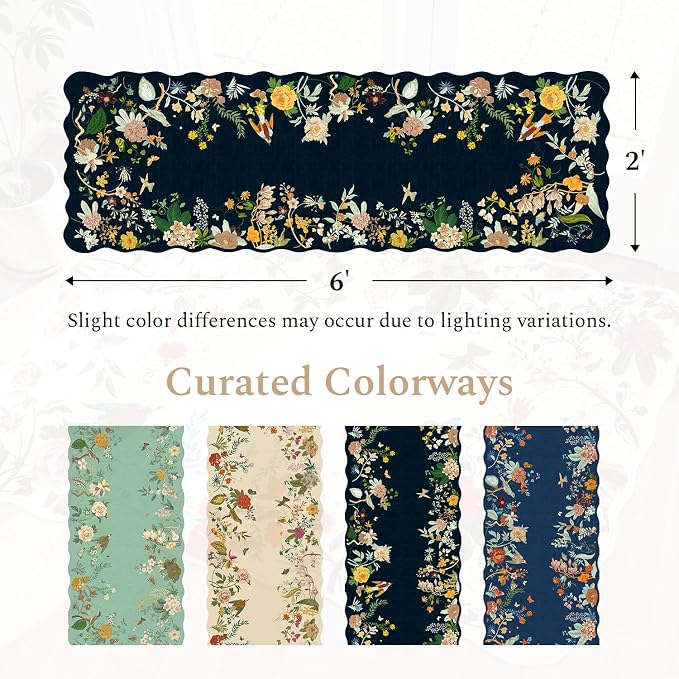 Rugflix 2x6 Runner Rug for Hallway, Washable Kitchen Runner Non Slip, Soft Low Pile Entryway Carpet, Vintage Floral Stain Resistant Long Laundry Room Rugs for Bedroom, Stairs