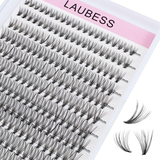 Lash Clusters LAUBESS Individual Lashes Waterproof Eyelash Clusters Mixed Tray Cluster Eyelash Extensions Soft Cluster Lashes for Beginners(20D-0.10D-9-16)