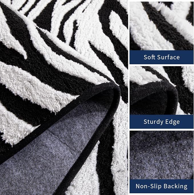 YIHOUSE 6×9 Ft Area Rugs, Black and White Modern Abstract Rug, Washable Plush Soft Zebra Print Carpet, Non-Slip Non-Shedding Rug for Living Room, Bedroom, Dining Room, Home Office Decor