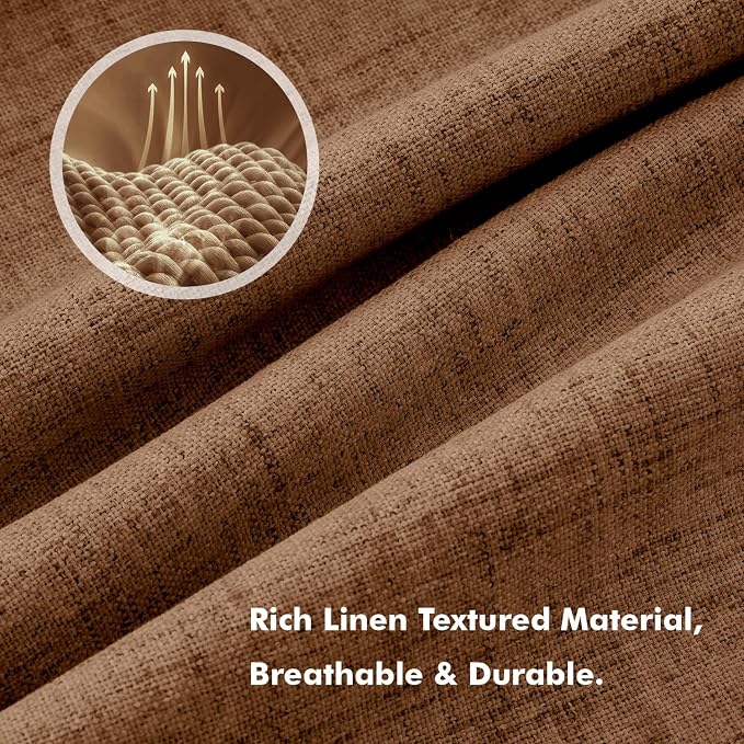 MIULEE 100% Blackout Linen Curtains for Bedroom 42 x 84 Inch Brown 2 Panels | Thermal Insulated, Room Darkening Drapes for Living Room, Back Tab Rod Pocket Pinch Pleated, Solid Luxury Decor