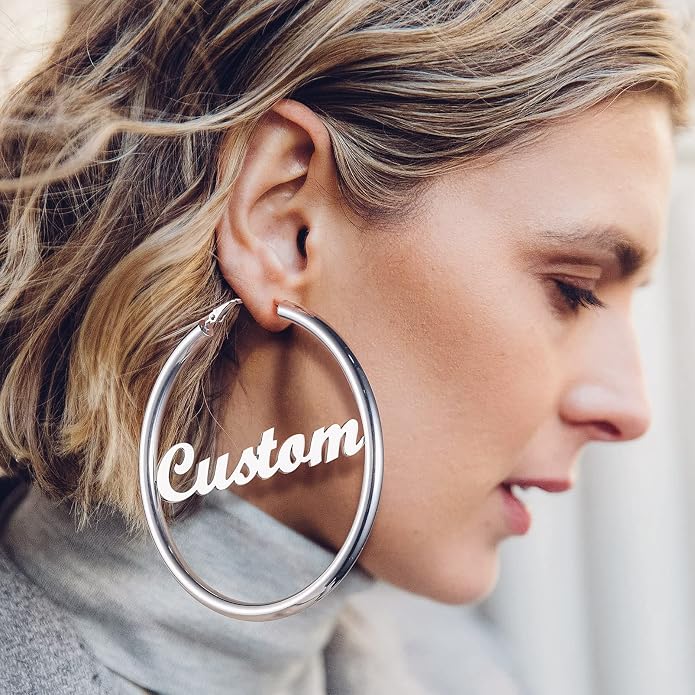 Stainless Steel Chunky Hoop Earrings For Women, Minimalist and Chic, Black/Gold Plated, Round Hoops Earrings Hypoallergenic, Size: 30mm/40mm/60mm/80mm, Come with Box