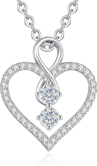 LOUISA SECRET Double Birthstone Necklaces for Women, 925 Sterling Silver Infinity Love Heart Pendant Necklace for Her, Birthday Anniversary Valentine's Day, Christmas, Wedding, Graduation Gift for Her, Personalized Gifts, Jewelry Gifts for Wife Mom Gir...