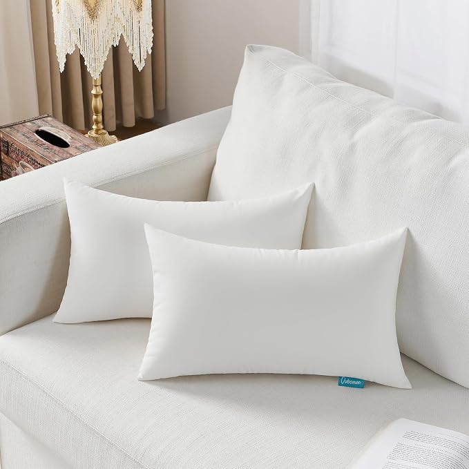 Oubonun 16x26 Waterproof Outdoor Pillow Inserts – Set of 2 Firm & Fluffy, Water Resistant Throw Pillows for Patio, Garden, Porch, or Indoor Decorative
