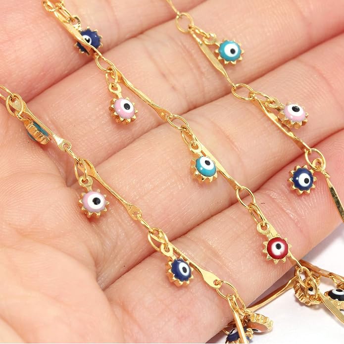 LOYATA Dainty Ankle Bracelet,14K Gold Plated Tiny Bead Anklet Dainty White Cubic Zirconia Cross Tassel Foot Chain Cute Lucky Moon Evil Eye Foot Jewelry Boho Anklets for Women