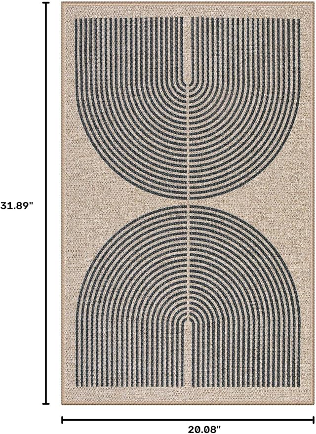 Lahome Enfys Rainbow Easy Jute Rug, 20"x32" Front Door Welcome Mat Non Slip Entry Way Rugs Indoor, Farmhouse Nature Washable Non Shedding Low Pile Floor Carpet for Porch
