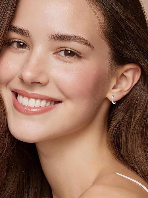 PROSTEEL Hoop Earrings for Women, Huggie Hoop with 925 Sterling Silver Post, 8/10/12/14/16/18/20mm Small Huggie Hoops, 14K Gold Plated/Silver/Black/Rose Gold Hypoallergenic Earrings Jewelry