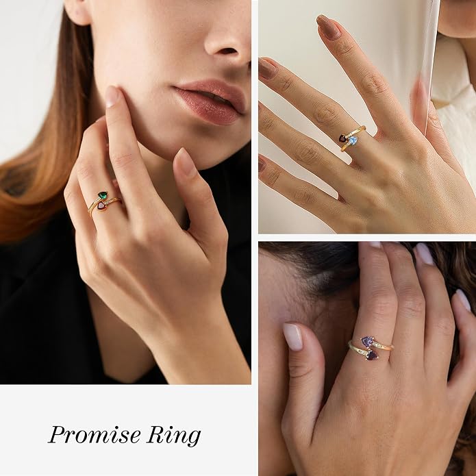 Btysun Mothers Day Gifts, Birthday Gifts for Women Non Tarnish Gold Rings Adjustable 1-12 Birthstone Rings Birthday Gift for Wife Mom Stocking Stuffers Promise Ring Anniversary Wedding Jewelry