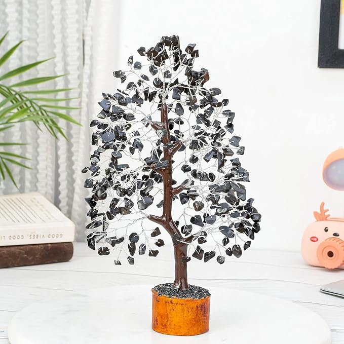 Crocon® Black Tourmaline Crystal Tree of Life Birthday Gifts for Men, Dad, Friend Healing Crystals Spiritual Shelf Crystal Decor Feng Shui Table Decor Gift for Men Housewarming Unique Home Decor