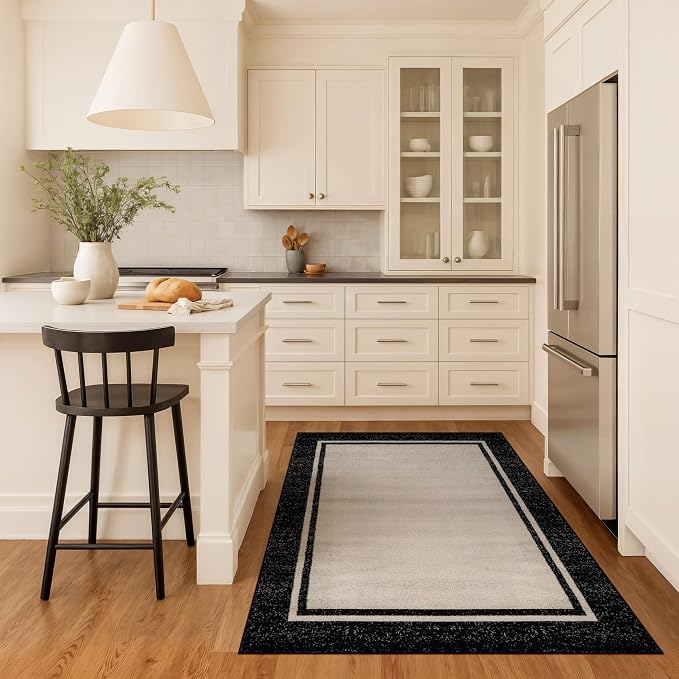 Rugshop Modern Transitional Bordered Area Rug for Living Room Cream 4' x 6'