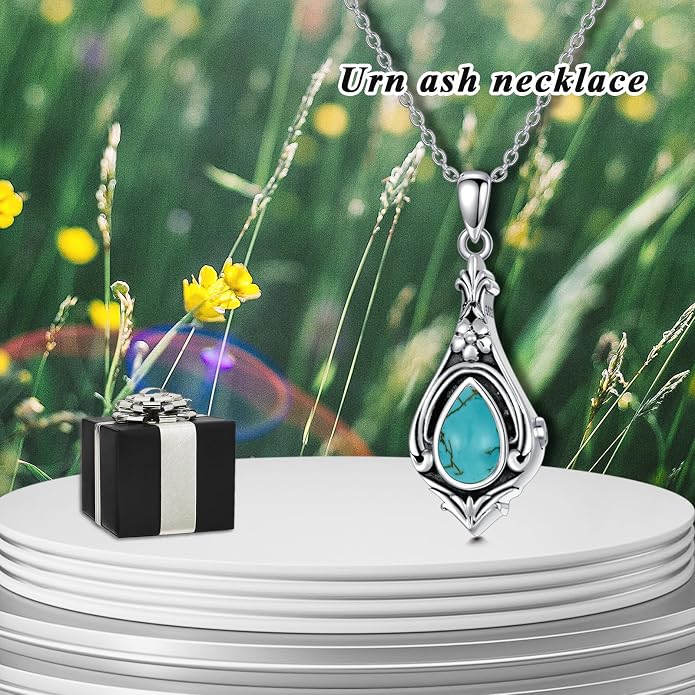 Seiyang Urn Necklace for Ashes 925 Sterling Silver with Birthstone Cremation Jewelry Keepsake Ashes Pendant Necklace Memorial Jewelry for Women Loved One