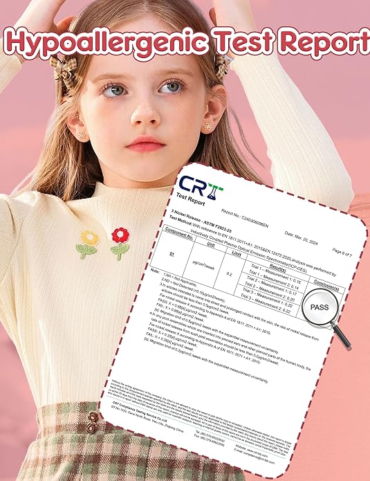 CASSIECA Hypoallergenic Earrings for Girls Kids Women Screw Back Surgical Stainless Steel CZ Heart Stud for Sensitive Ears Cute Jewelry Gift 20G