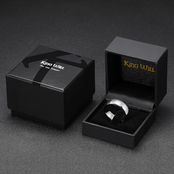 King Will Tungsten Carbide Wedding Band for Men Women Promise Rings for Couples Domed High Polish