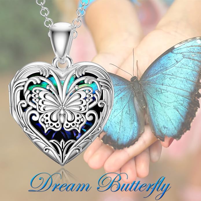 SOULMEET Personalized Silver Locket Necklace That Holds Pictures Photo Keep Someone Near to You, Memorial Custom Lockets Necklaces Letters Engraving for His Her