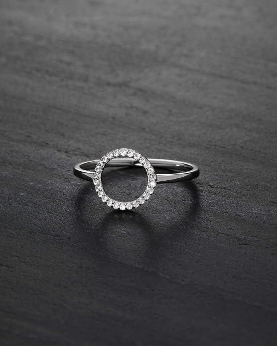 Milla Sterling Silver Rings for Women - Dainty Stackable Open Circle & Chain Gold Rings