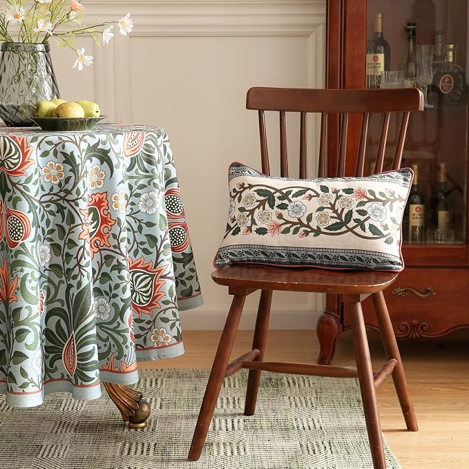 ISAENNE Designer Elegant Linen Throw Pillow Cover,Set of 4-Naples Set | French Cottage Pillow Cover,Concealed Zipper,Floral Pattern,Sofas,Bedroom,Living Room,Lounge Chairs,All Season Home Decor
