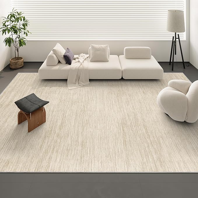 Valenrug Washable Rugs 9x12 - Non Slip 9x12 Area Rugs for Living Room, Stain Resistant Area Rugs for Bedroom, Foldable Machine Washable Area Rug(9'x12', Beige)