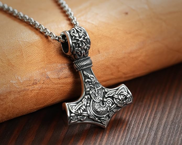 Baldur Jewelry - Thors Hammer Necklace Pendant Mjölnir - Viking Norse Thor Hammer Pendant Viking Jewelry - Thor Necklace - Thor Gifts for Men - Viking Necklace for Men