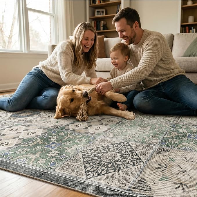 Machine Washable Entryway Small Area Rugs: Soft Non-Slip Low Pile Door Mat Indoor Entrance 2x3 ThrowRug for High-Traffic Areas Kitchen, Hallway, Farmhouse Decor
