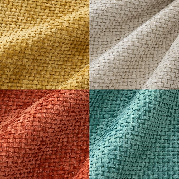 MIULEE Pack of 4 Couch Throw Pillow Covers 20x20 Inch Neutral Orange/Teal Soft Decorative Chenille Pillow Covers Farmhouse Accent Cushion Covers for Boho Fall Home Decor Sofa Bedroom Living Room