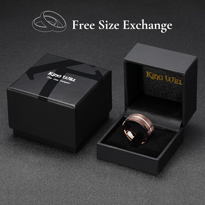 King Will Tungsten Carbide Wedding Band for Men Women-6/8/10mm Width Multicolor Available with Grooved Center Wedding Ring Suitable for Work, Gym Comfort Fit Size 4-16
