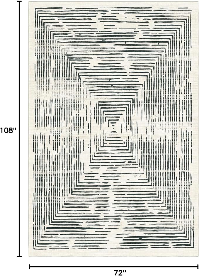 BLISSA 6x9 Area Rugs for Bedroom, Soft Washable Black White Lines Modern Abstract Throw Rug Non-Slip Striped Minimalist Floor Carpet for Living Room Dining Room Office Nursery Classroom Home Decor