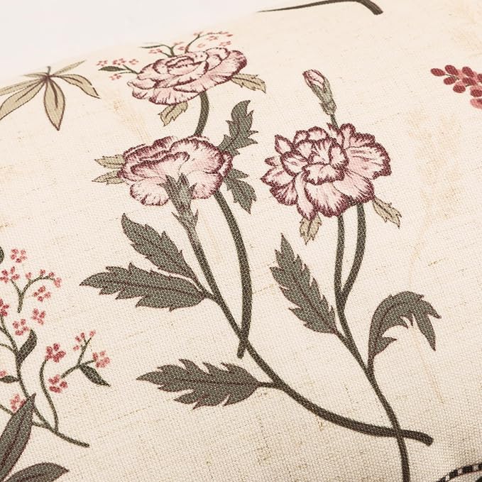 ISAENNE Designer Vintage Linen Throw Pillow Cover,20"x12"-Helena C | Elegant French Rectangle Pillow Cover,Concealed Zipper Design,Floral Pattern,Sofas,Bedroom,Living Room,Lounge Chairs