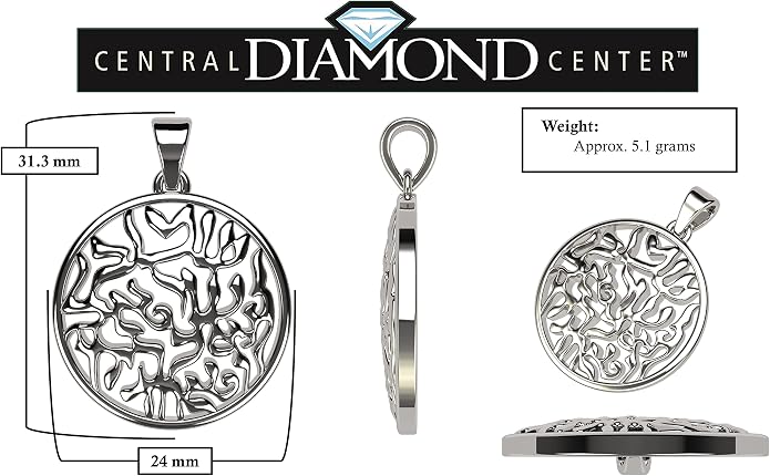 Central Diamond Center Shema Israel Full Hebrew Prayer Pendant Necklace in Solid Sterling Silver