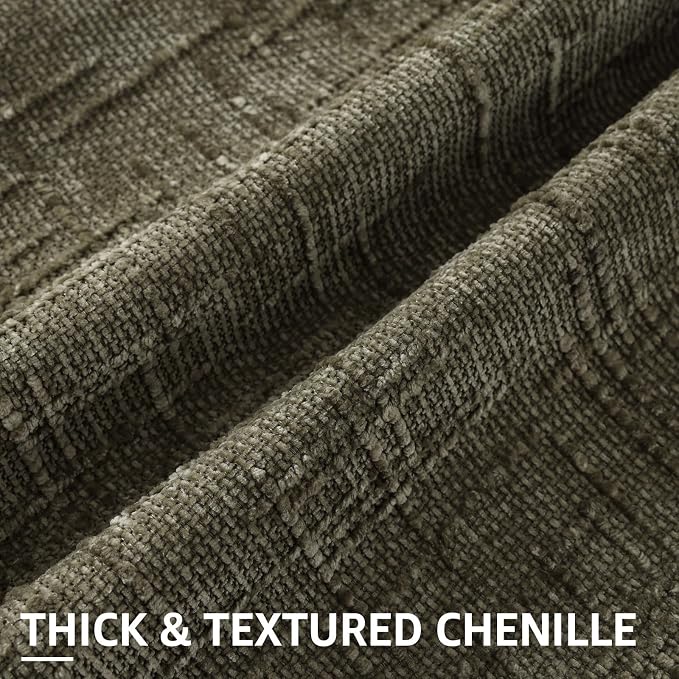 decorUhome Textured Chenille Throw Pillow Covers 16x16 Set of 2 Army Green | Fall Modern Farmhouse Soft Cozy Slubby Couch Pillow Cases Boho Decorative Pillow Cases for Bed Sofa Living Room Home Decor