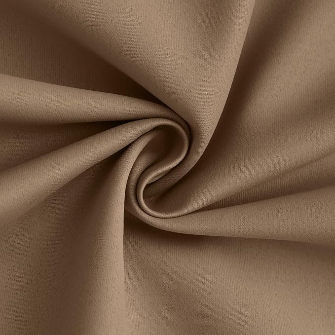 Yakamok Khaki Blackout Curtains 84 Inches Long for Bedroom 40" Wide 2 Panel | Blackout Curtain Panels for Bedroom, 2 Thick Layers Grommet Top Thermal Insulated Drapes with White Back for Living Room