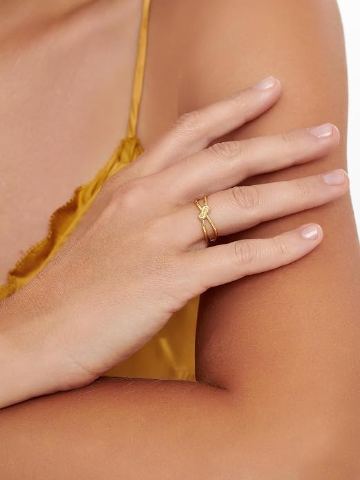 DEVATA Gold or Rhodium Plated Sterling Silver 925 – Eternity, Band Ring for Women – Heart, Knot, Clover, Infinity, Mariner, Cable, Curb, Cuban, Figaro, Daisy, Rope, Ribbed, Dome