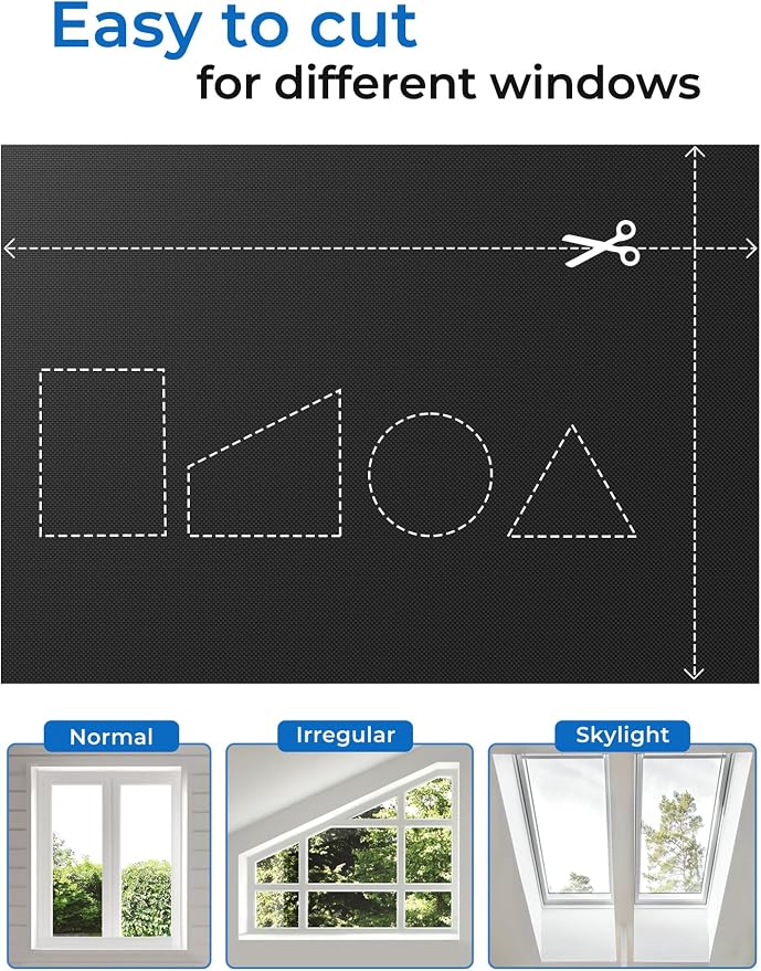 Sumobaby 75"x60" Portable Blackout Curtains, Blinds for Windows with Hook & Loop Tapes, 100% Blackout Window Shades, Window Curtains Easy to Cut Fit for Bedroom, Baby Room and TV Room (Black)